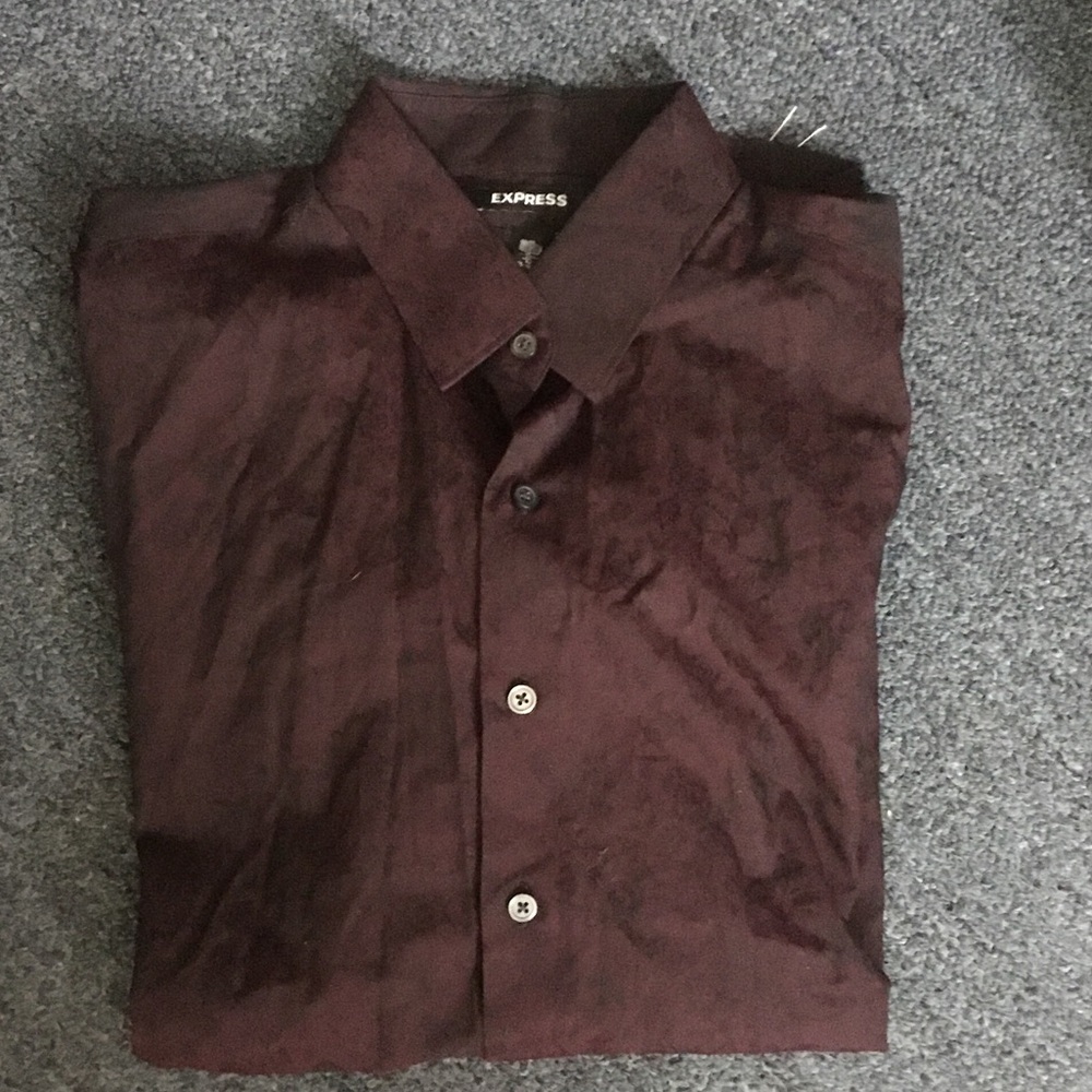 Express Men’s Dress Shirt in Deep Burgundy